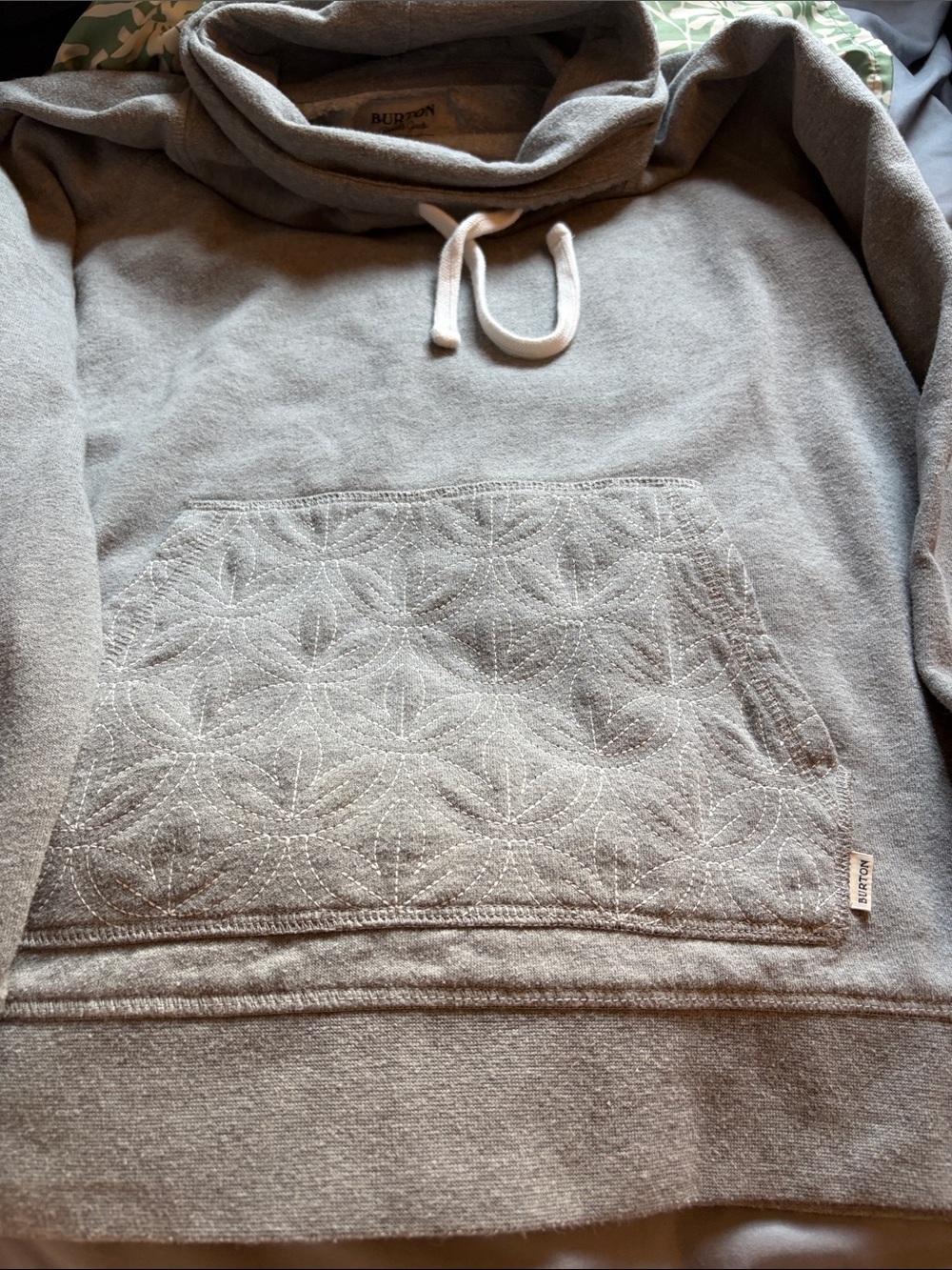 Burton Light Gray Quilted Pocket Pullover Hoodie